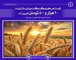 قیمت هر کیلوگرم گندم برای سال آینده ۲۰ هزار و ۵۰۰ تومان تعیین شد